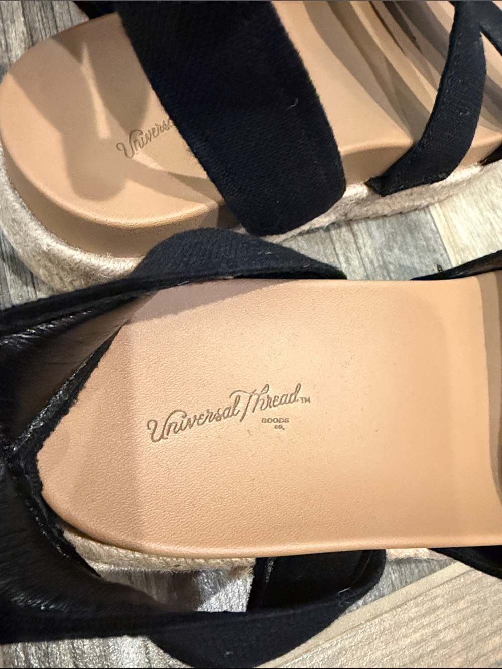 Universal Thread Black Espadrille Platform Sandals with Ankle Wrap Size 7.5 - Picture 4 of 5